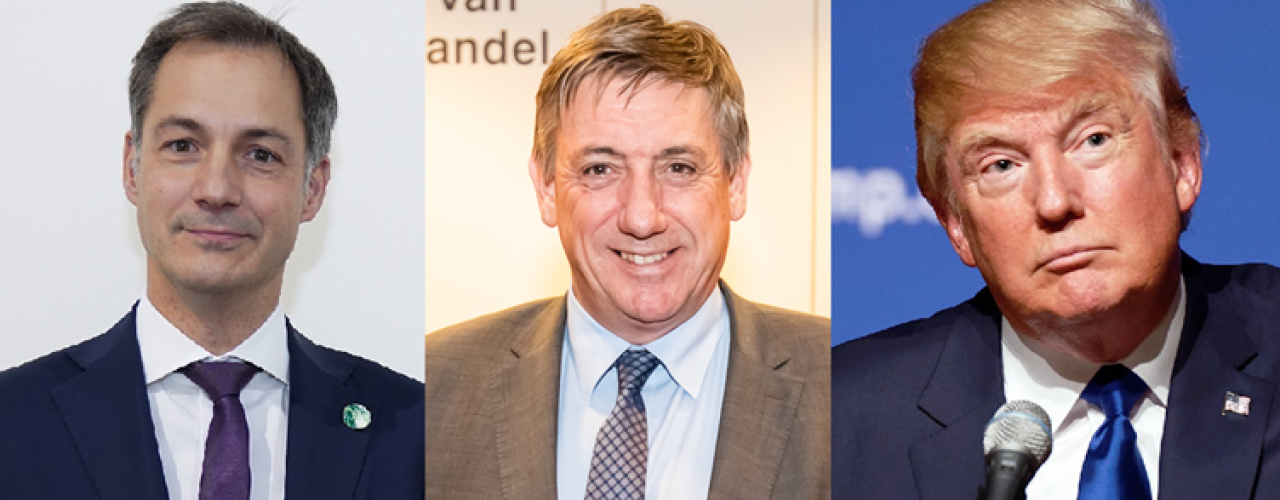 Foto met Alexander De Croo, Jan Jambon en Donald Trump (Wikimedia)