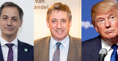 Foto met Alexander De Croo, Jan Jambon en Donald Trump (Wikimedia)