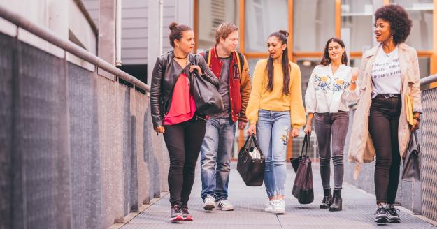 Studenten wandelen op campus Dansaert